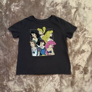 Disney T-Shirt Women’s Size M Princess Black Tee with Colorful Characters